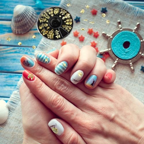 Ocean Nail Art Charms 3D Beach Seashell Starfish Alloy Jewelry Gold & Silver 2 Boxes