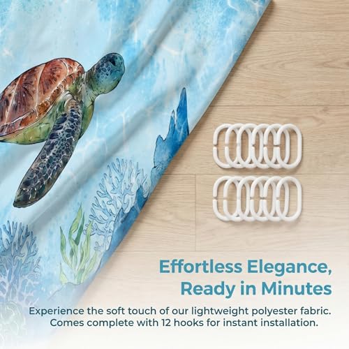 Mimihome Sea Turtle Shower Curtain - 72"x72" Coastal Bathroom Decor