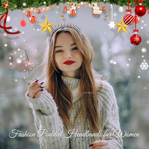 Ondder Christmas Beaded Padded Headband Red and Green Hair Accessories