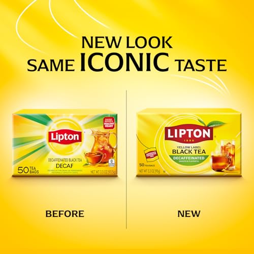 Lipton Decaf Black Tea Bags - Caffeine-Free, 50 Count