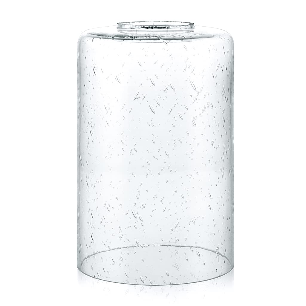 Skelang Seeded Lip-less Glass Lamp Shade, Cylindrical Light Cover with Fitter Opening, Replacement for Chandelier, Pendant, Bathroom Vanity Light