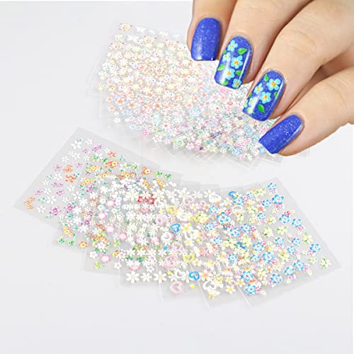 30 Sheets Floral Nail Art Stickers 3D Self-Adhesive Daisy Decals