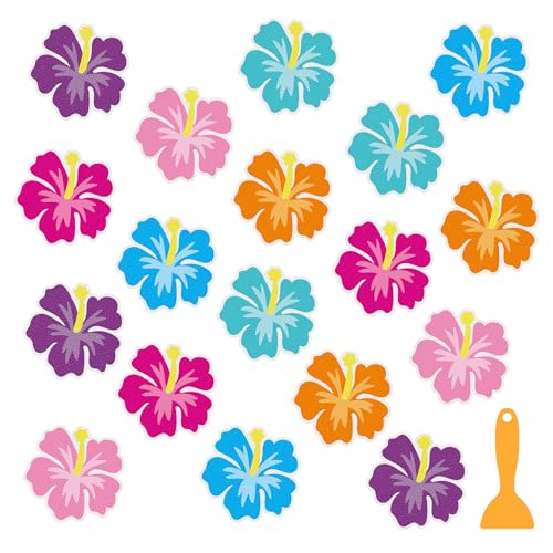 24 Pcs Floral Non-Slip Bathtub Stickers - Waterproof Shower Safety Treads