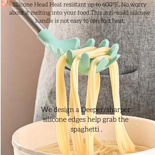 Silicone Pasta Fork Set - 2-Pack Heat Resistant 13.2" Server Spoons