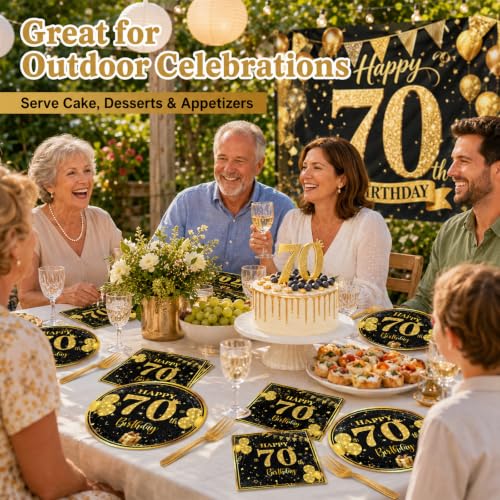 70th Birthday Party Supplies Set - 7-inch Plates, Napkins & Forks, 20 Pack