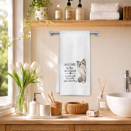 Funny Cat Bathroom Towels - 16x24 Inch Decorative Towel-06