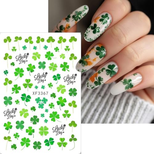 St. Patrick’s Day Nail Stickers 10 Sheets Green Shamrock Self-Adhesive Decals