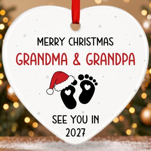 Expecting Baby Grandparents Ornament - Christmas Gift for Future Grandma & Grandpa - Expecting Baby Announcement Keepsake - Variation: Expecting Baby - Grandparents 03