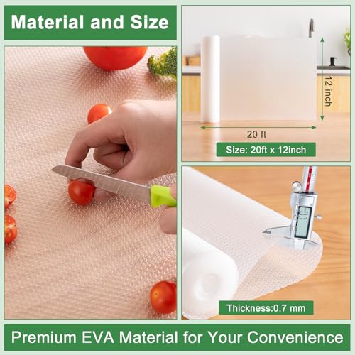 Amrules EVA Drawer Shelf Liner, Non-Slip Kitchen Cabinet Mat, 12" x 240"