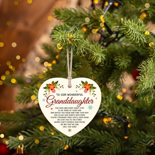 Wooden Christmas Ornament for Granddaughter - Heartfelt Keepsake Gift