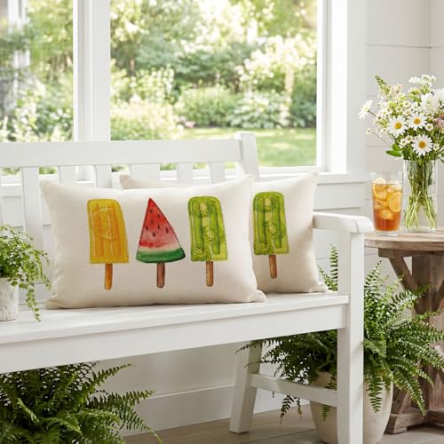 AVOIN colorlife Summer Fruit Popsicle Pillow Covers 20x12 - Set of 2