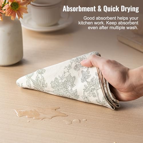 Organic Cotton French Pastoral Tea Towels Set of 2 - Green