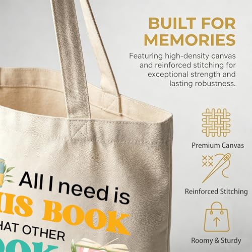 Book Lover Canvas Tote Bag Reusable Shopping Bag for Readers and Teachers
