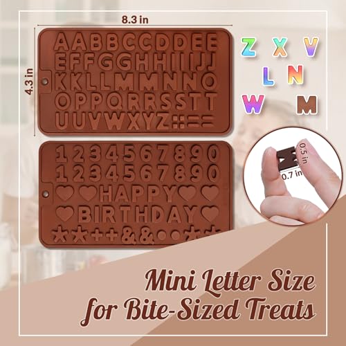 HKNMTT Mini Letter Silicone Molds for Cake & Chocolate Decorating - 2PCS