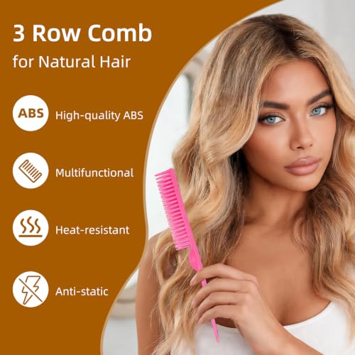 3-Row Detangling Comb Set for Curly and Natural Hair (2-Piece)