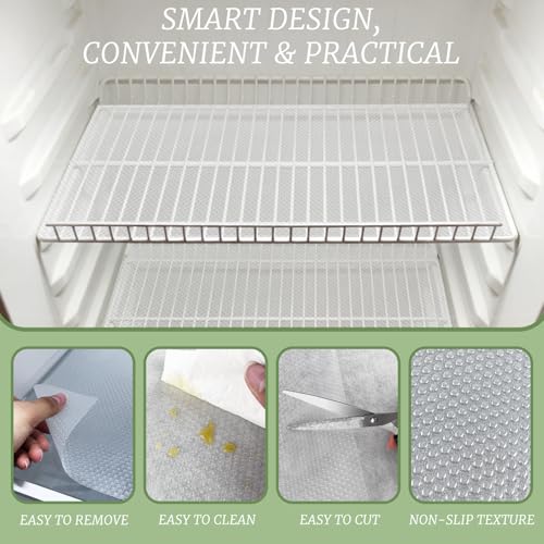 8 Pack Refrigerator Shelf Liners Non-Slip Washable & Reusable Kitchen Protectors