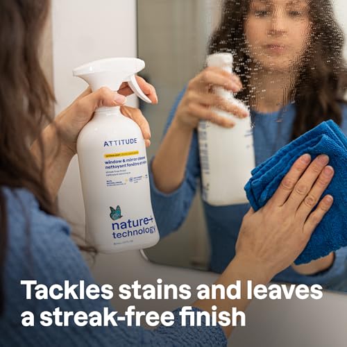 BIO SPECTRA ATTITUDE Glass & Window Cleaner Spray 27 fl oz Pack of 3 - Streak-Free, Ammonia-Free, EWG Verified Citrus Zest Scent