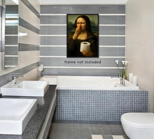 Mona Lisa Bathroom Wall Art - Humorous 8x10 Unframed Decor