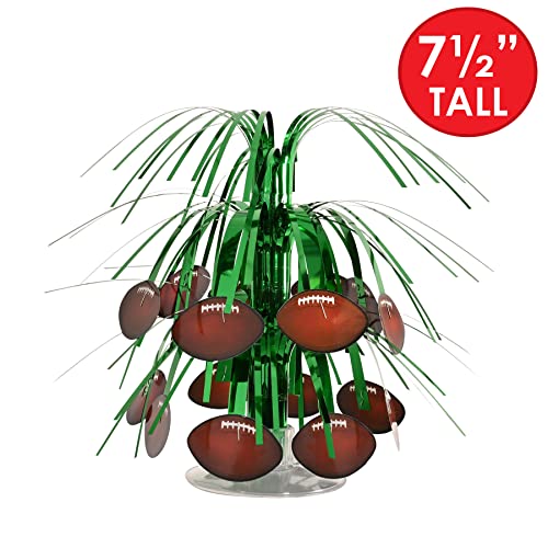 Football Mini Cascade Centerpiece - 7.5-Inch Green/Brown/White
