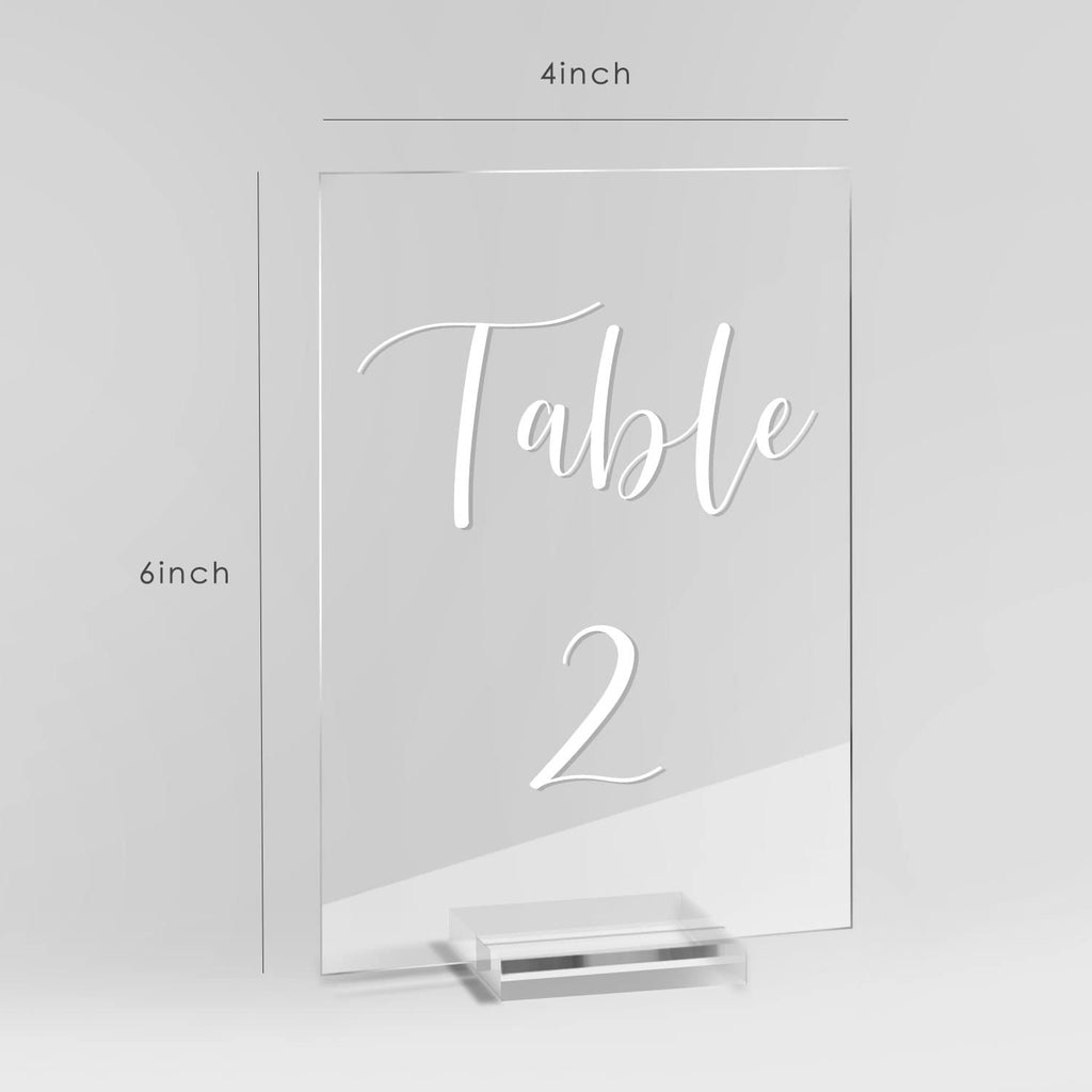 UNIQOOO Acrylic Wedding Table Numbers 1-40 with Stands | 4x6 inch Printed Calligraphy, Clear Table Number Signs and Holders | Perfect for Wedding Reception, Centerpiece Decoration, Event, Party