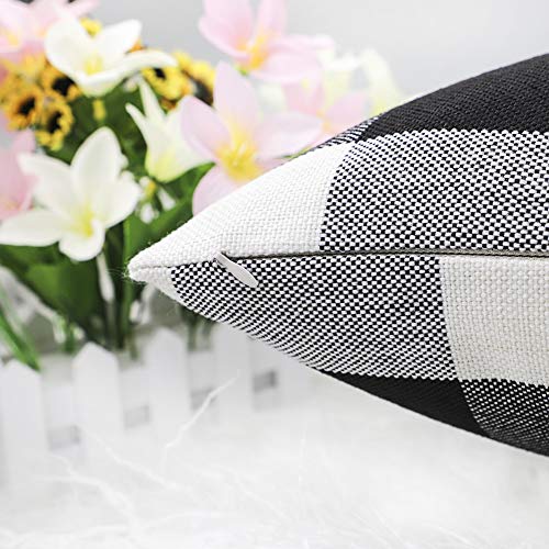 Black & White Buffalo Plaid Throw Pillow Covers 18x18 (Set of 2)