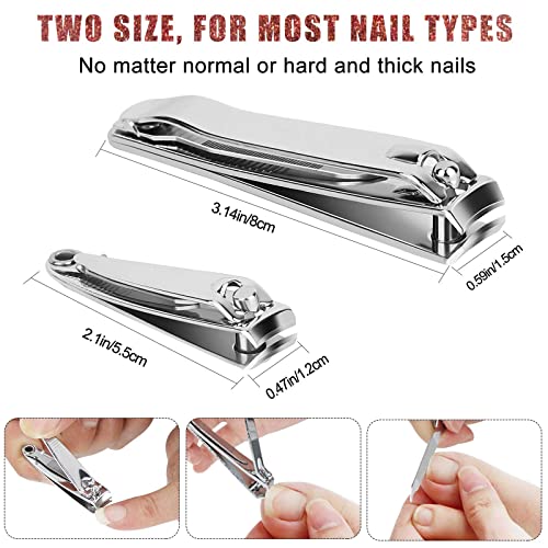 Tranchou Stainless Steel Nail Clipper Set with Built-in File, Large and Small