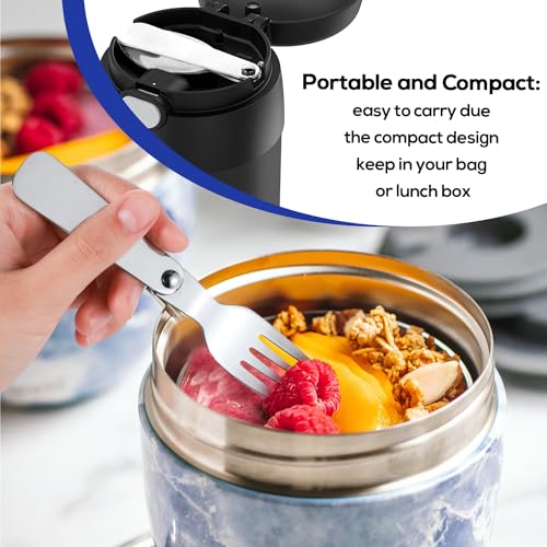 BOXOB Foldable Stainless Steel Spoon & Fork Set for THERMOS 10 Oz Food Jar - Variation 2