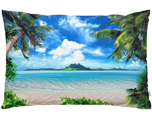 Palm Tree Beach Throw Pillow Cover 20x30 Inch - EKOBLA