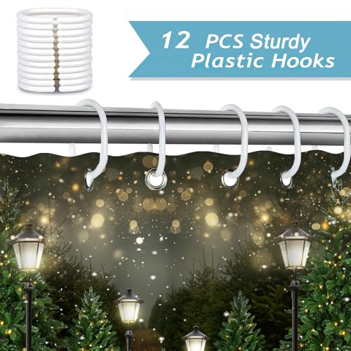 Winter Snowflake Pine Tree Shower Curtain Waterproof Fabric Bathroom Decor