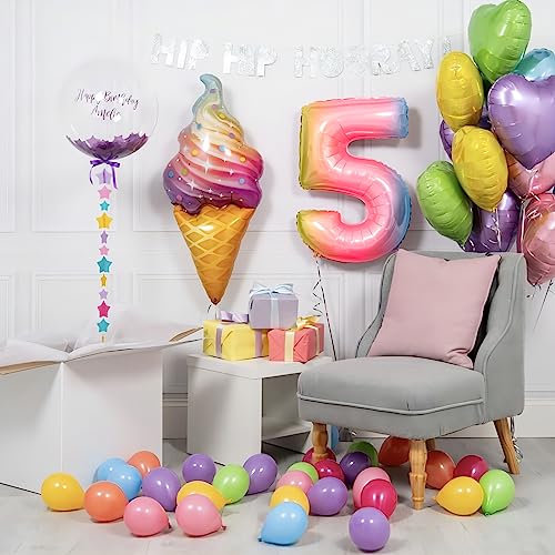 40-Inch Giant Rainbow Number 5 Balloon for Birthday Parties