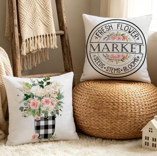Hexagram 18x18 Pillow Covers Set of 4 - Farmhouse Flower Truck