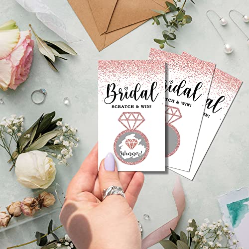 Bridal Shower Scratch Off Game Cards 50 Pack Pink and Gold Raffle Tickets