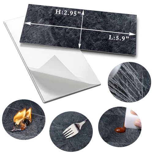 AULIGET 3" x 6" Peel and Stick PVC Faux Stone Backsplash Tiles