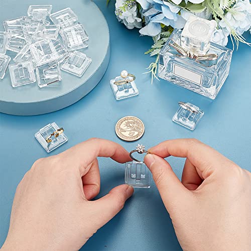 30pcs Clear Acrylic Square Ring Display Holders for Jewelry Showcase