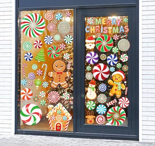 Christmas Candy Window Decals & Stickers - Holiday Holiday Decorations for Glass & Walls