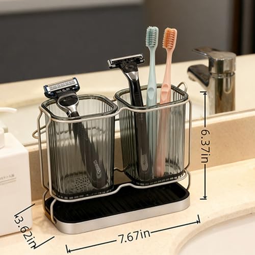 RISESAILS 2-Pack Gray Toothbrush Holder - Wall Mount Bathroom Organizer