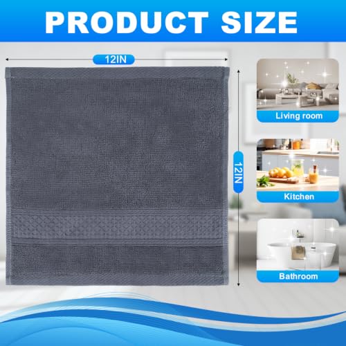 100% Cotton Wash Cloths - 12x12 Inch, 6 Pack, Soft & Absorbent