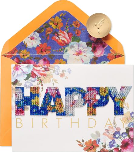 Papyrus Birthday Card - A Little Sparkle with Foil & Gems, 5x7 Inch