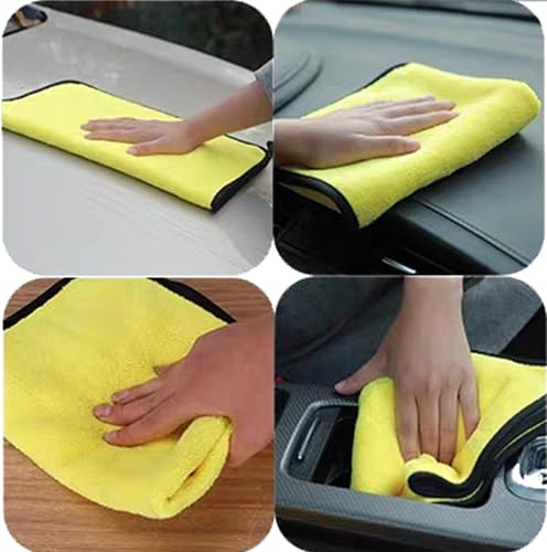 10 Pack Premium Microfiber Car Detailing Towels - Yellow/Grey, 11.8"x15.7"