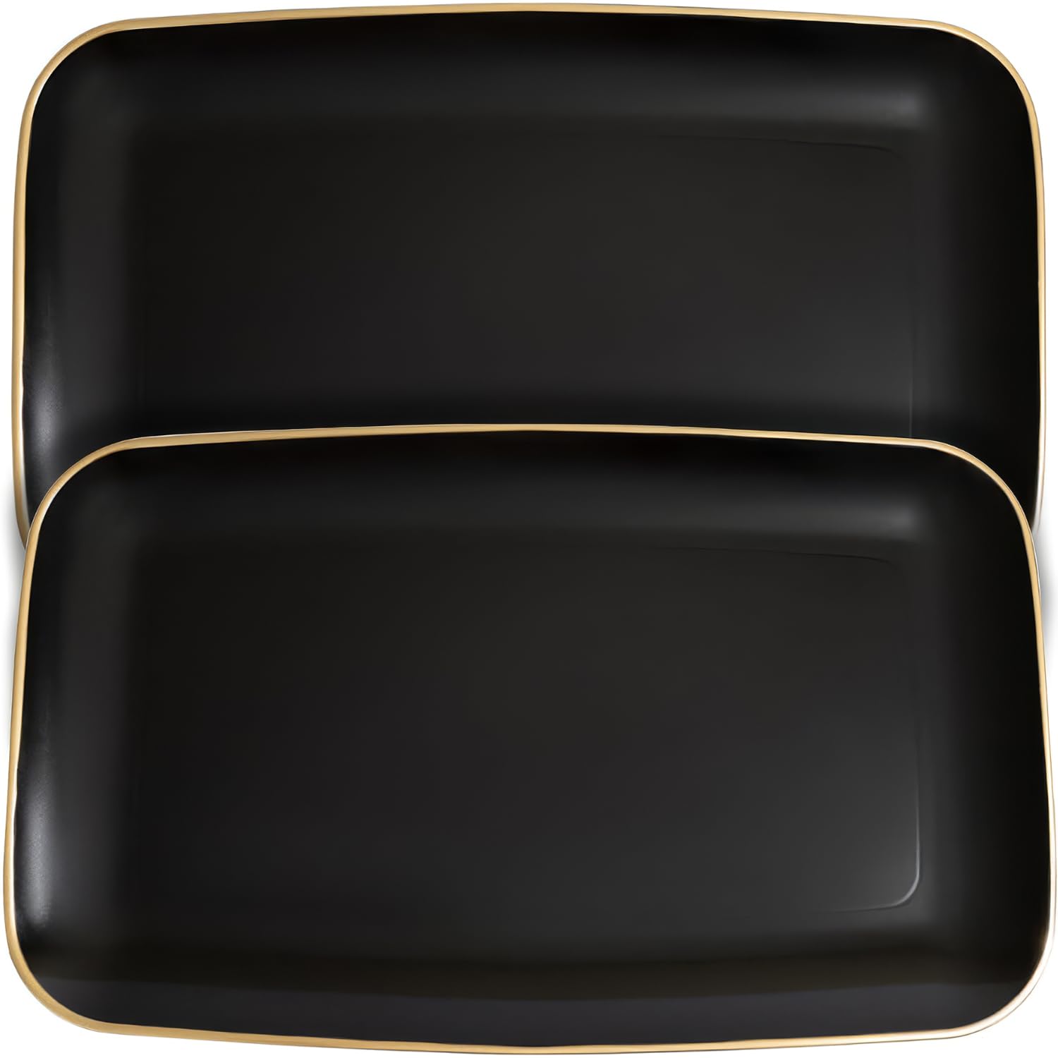 Blue Sky Organic Black Disposable Rectangular Trays with Gold Rim - 2 Count, 18"x11" | Elegant Plastic Serveware & Sturdy Party Essentials