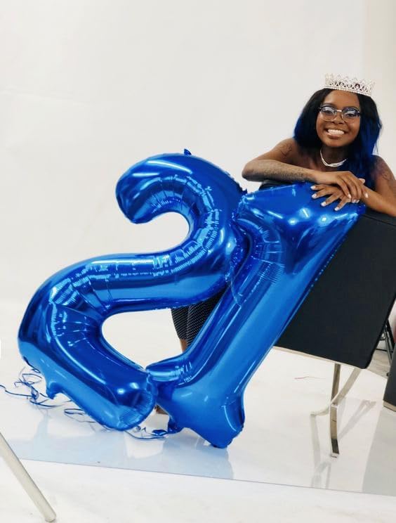 Number 21 Navy Blue Balloon - 40 Inch Birthday Decoration for 21st Celebration | Perfect for Men & Women