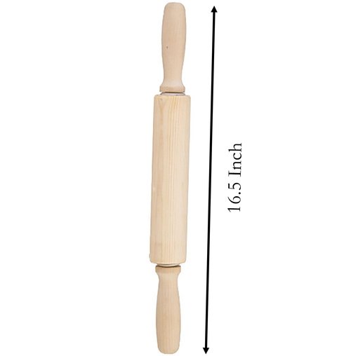 Wooden Rolling Pin, 16.5 Inch Drum and Handle Could Rotate Relatively for Kneading Dough of Baking Bread, Pizza, Cookie, Cake and Noodles (42cm)