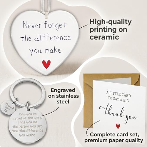 Thank You Gift Set for Teachers – Heart Ornament & Pocket Hug