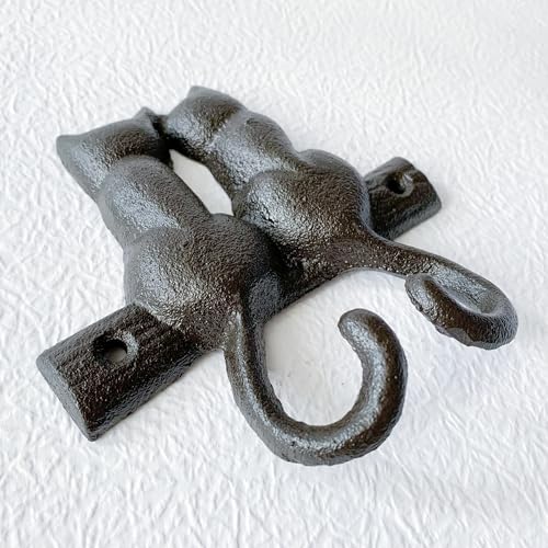 Rustic Cast Iron Cat Wall Hook - Heavy Duty Decorative Coat & Key Hanger