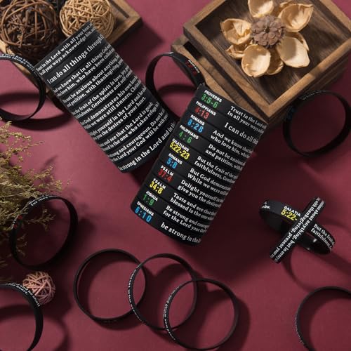 QEERBSIN Bible Verse Silicone Wristbands - Bulk Religious Scripture Bracelets - Variation 20
