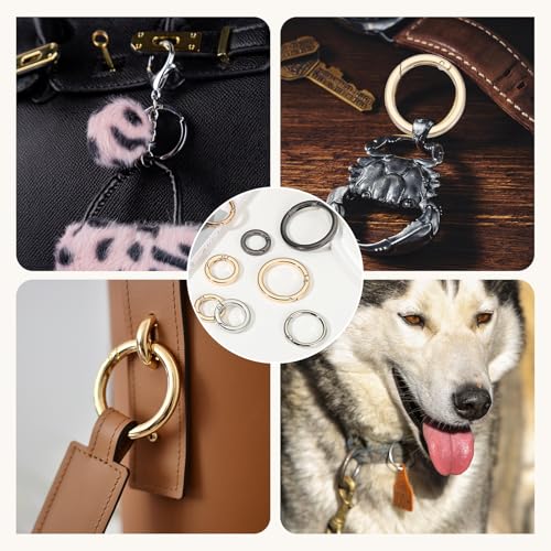 PATIKIL Metal Spring O Rings Round Clips Snap Buckle Clasps for DIY Crafts