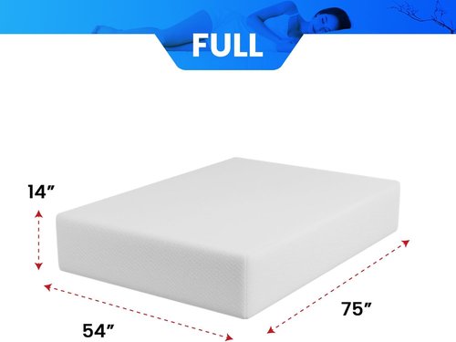 FDW Gel Memory Foam Mattress - Medium Firm for Cool Sleep | CertiPUR-US Certified, 14 Inch Full Size