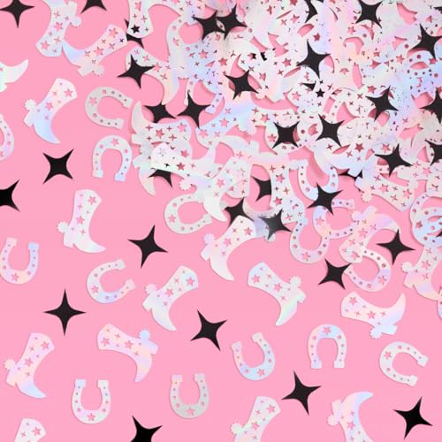 xo, Fetti Western Confetti - Small Black & Iridescent Cowboy Party Decor
