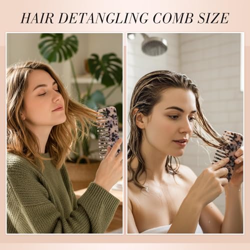 Obeoby 2-Pack Large Wide Tooth Hair Detangling Comb for Curls