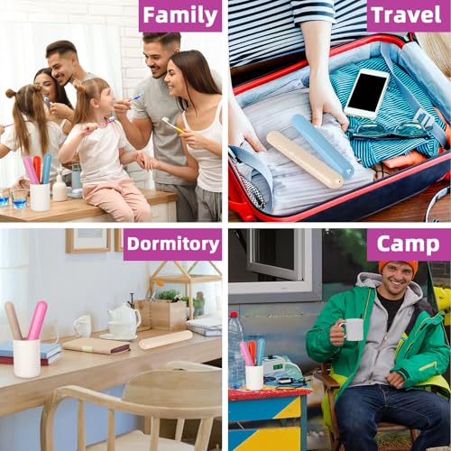 Eaezerav 6-Pack Wheat Straw Toothbrush Travel Case & Holder